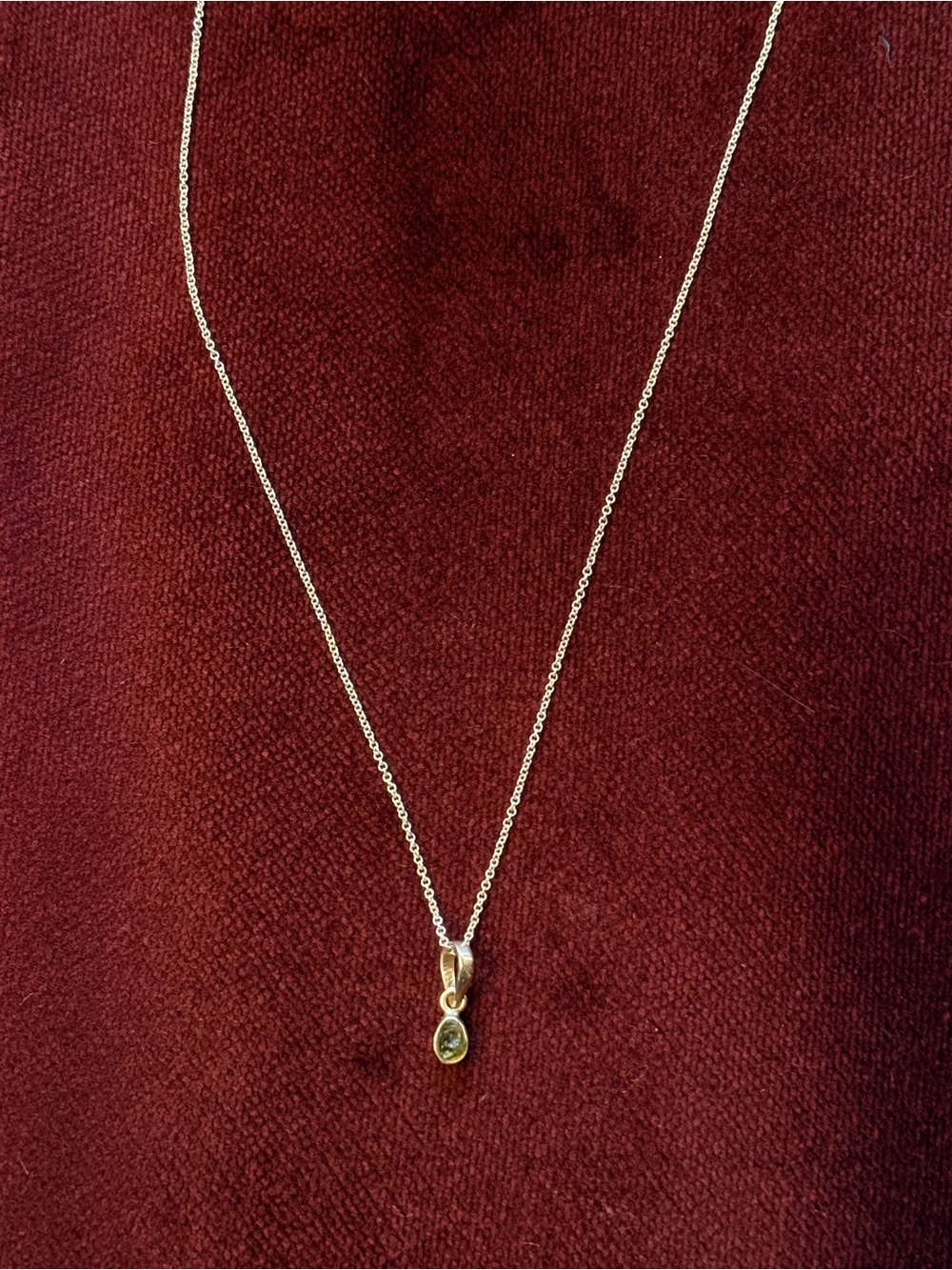 Genuine Moldavite Teardrop Pendant 925 Sterling Silver Necklace Dainty Crystal